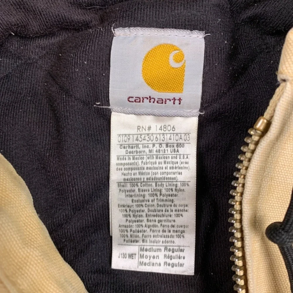 Vintage Carhartt Jacket Mens Medium J130 WET Active Jacket Quilted Distressed - Picture 5 of 16